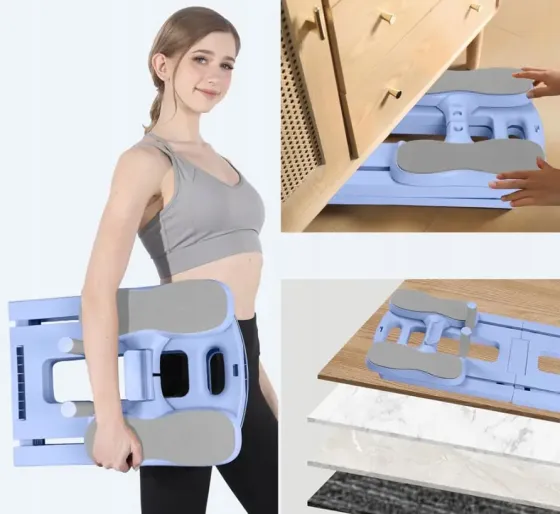 Тренажер напольныйдля пилатеса MM3000 для пресса и ног, с резинками Синий Коломыя