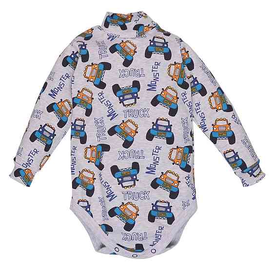 Бавовняний боді-гольф з довгим рукавом для малюка зріст 98 см (3 роки) Татошка Сірий з принтом Кривий Ріг