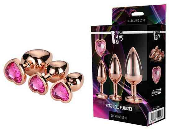 Набор анальных пробок GLEAMING LOVE ROSE GOLD PLUG SET Sex Aura Киев