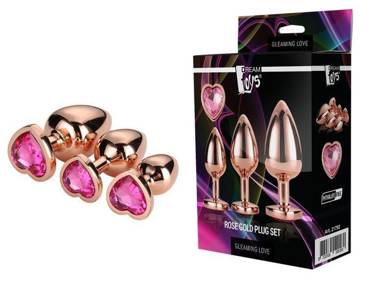 Набор анальных пробок GLEAMING LOVE ROSE GOLD PLUG SET Sex Aura Киев - изображение 1