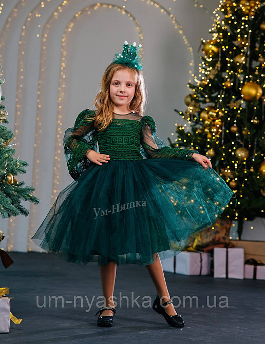 Зелене пишне плаття з рукавами 110-128 Кривий Ріг - фото 10