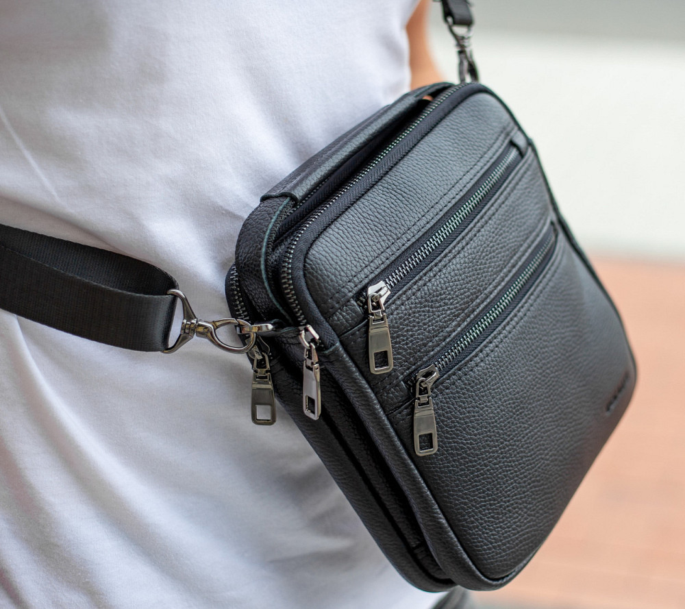 Чорна шкіряна чоловіча сумка-барсетка Bexhill Київ - фото 3