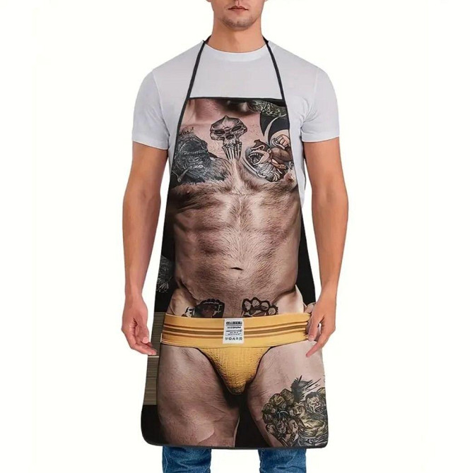 Фартух з приколом чоловічий ефектний принт торс кухонний для гриля пікніка та кухні Київ - фото 8