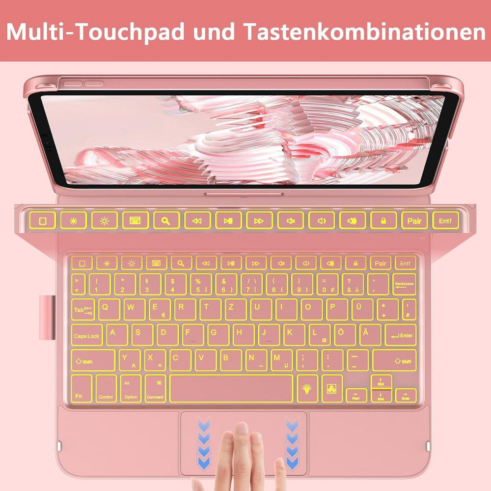 Чехол-клавиатура Bluetooth для iPad 10 (2022/11-го поколения) A16 2025 (10,9/11 дюймов) с тачпадом, вращением на 360° и подсветкой Днепр - изображение 6