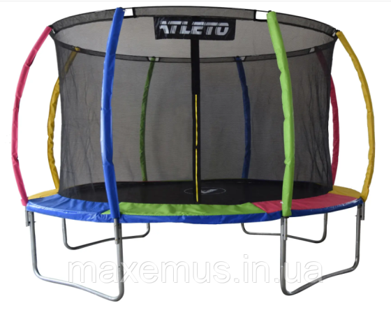 1 Батут детский Атлето 374 см с внутренней защитной сеткой батут разноцветный multikolor Мостиска