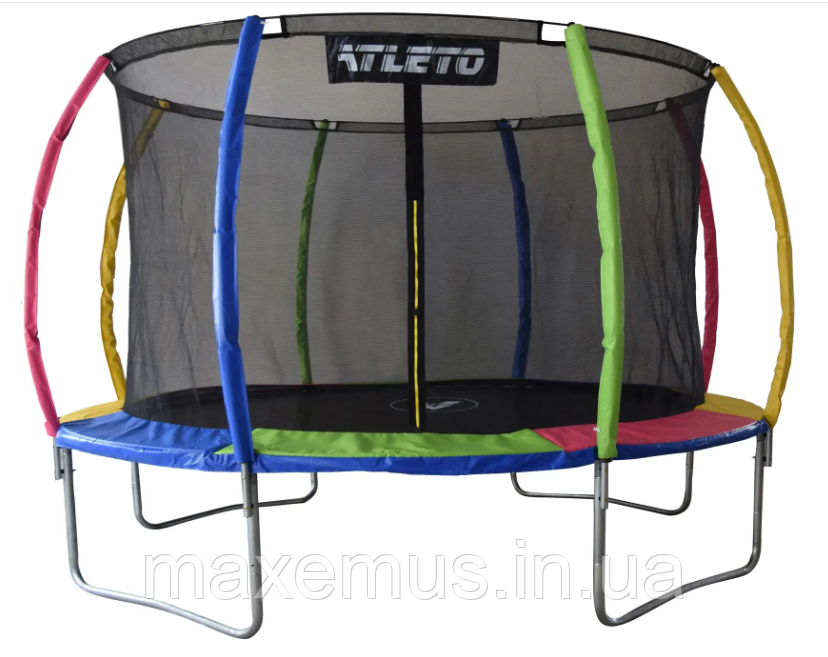 1 Батут детский Атлето 374 см с внутренней защитной сеткой батут разноцветный multikolor Мостиська - фото 1