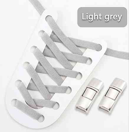 Эластичные шнурки без завязок с металлическими застежками Серый Смела