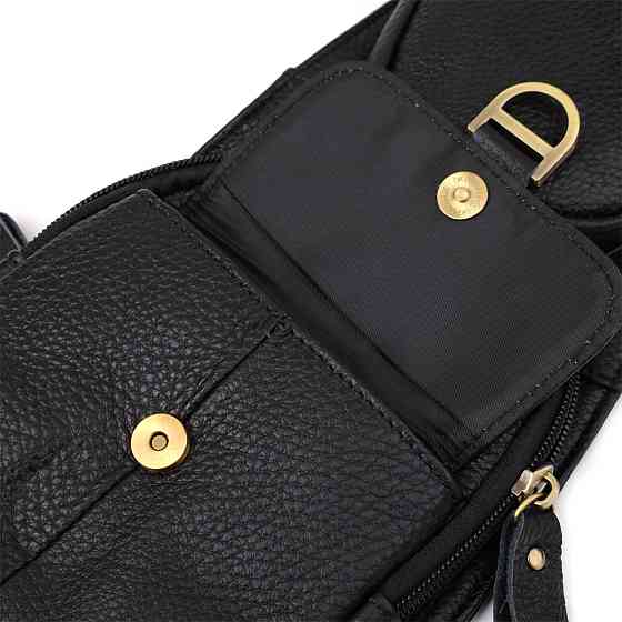 Мужская сумка через плечо из зернистой натуральной кожи Vintage 22964 Черный Киев