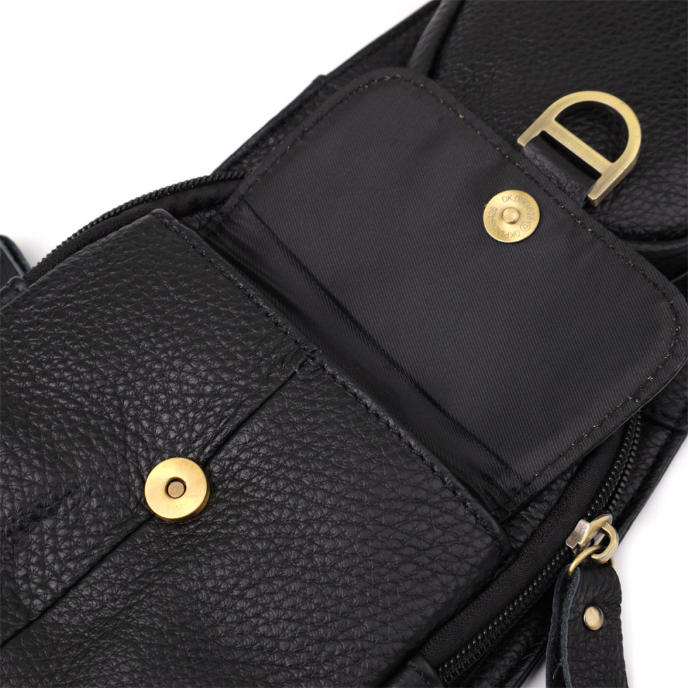 Мужская сумка через плечо из зернистой натуральной кожи Vintage 22964 Черный Киев - изображение 5