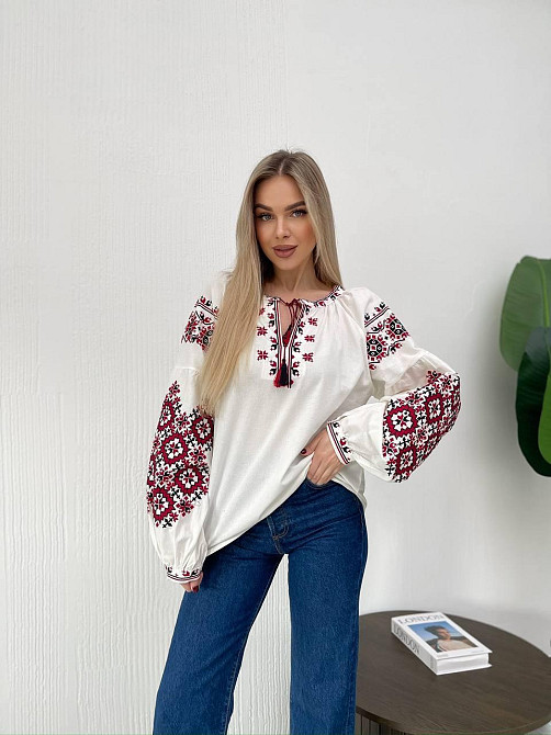 Жіноча вишиванка з рукавами фонариками (Туреччина) Одеса - фото 5