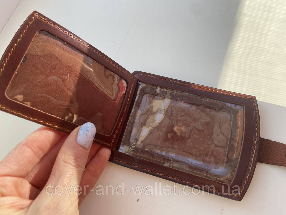 Бордова обкладинка документи водія на кнопці із натуральної шкіри Київ - фото 2