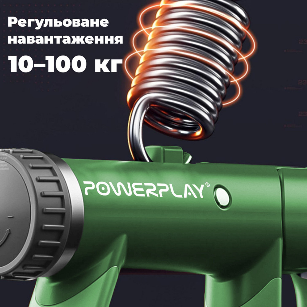 Еспандер кистьовий з лічильником PowerPlay PP-4403 з регульованим навантаженням 10-100 кг. Зелений Каменское - изображение 6