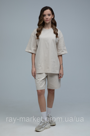 Костюм футболка оверсайз і шорти RAY BASIC бежевий жіночий (U1801W-Cream) XXL Київ