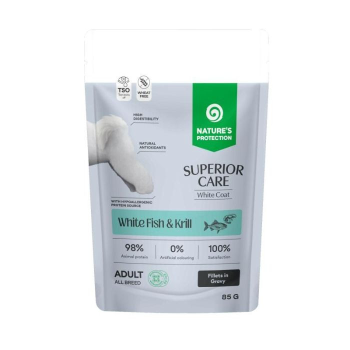 Nature's Protection Superior Care White Dogs Grain Free Adult All White Fish and Krill Вологий корм для собак з білим забарвленням з білою рибою  Киев - изображение 1
