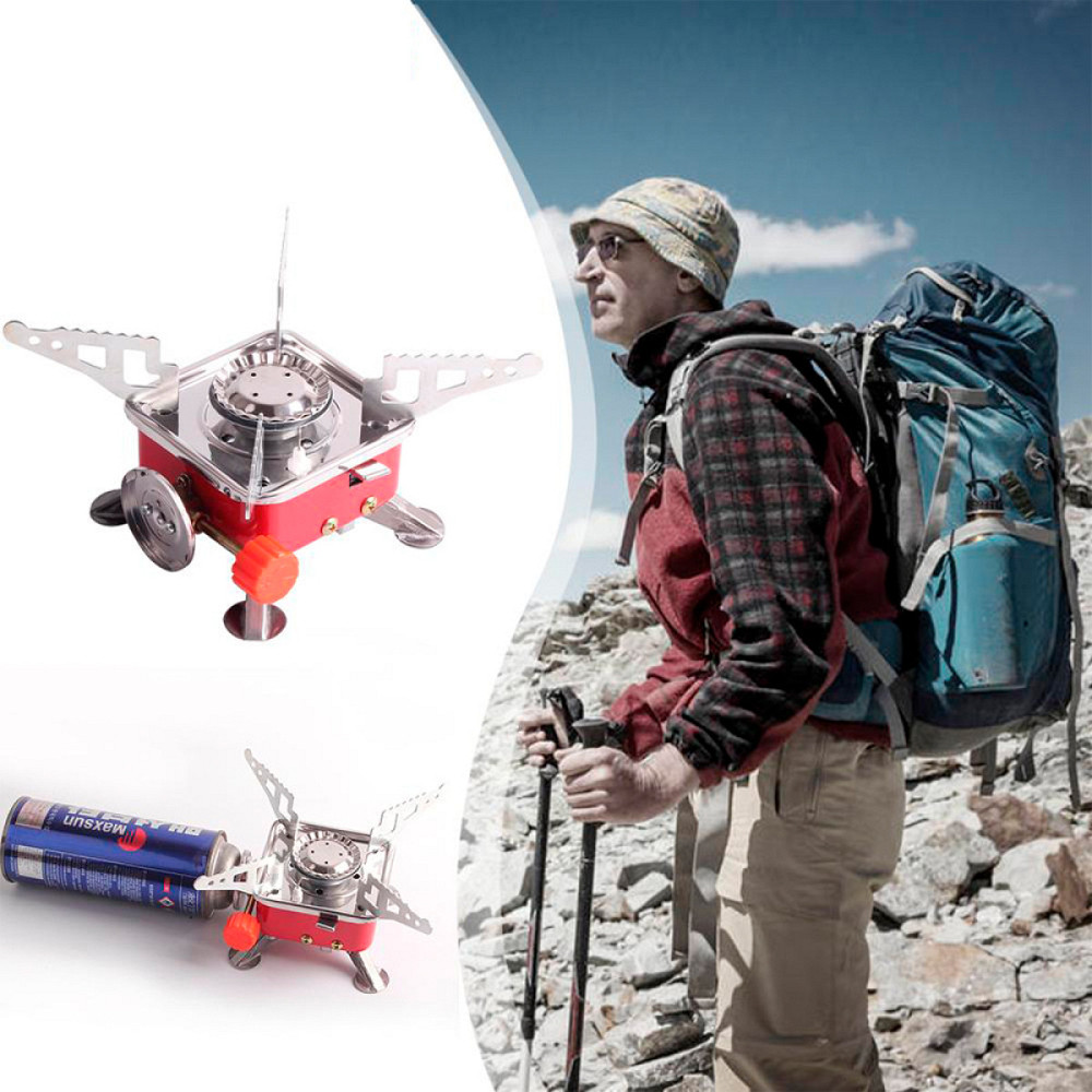 Портативна газова плита під цанговий балон K-202 / Похідна туристична міні плита Київ - фото 2