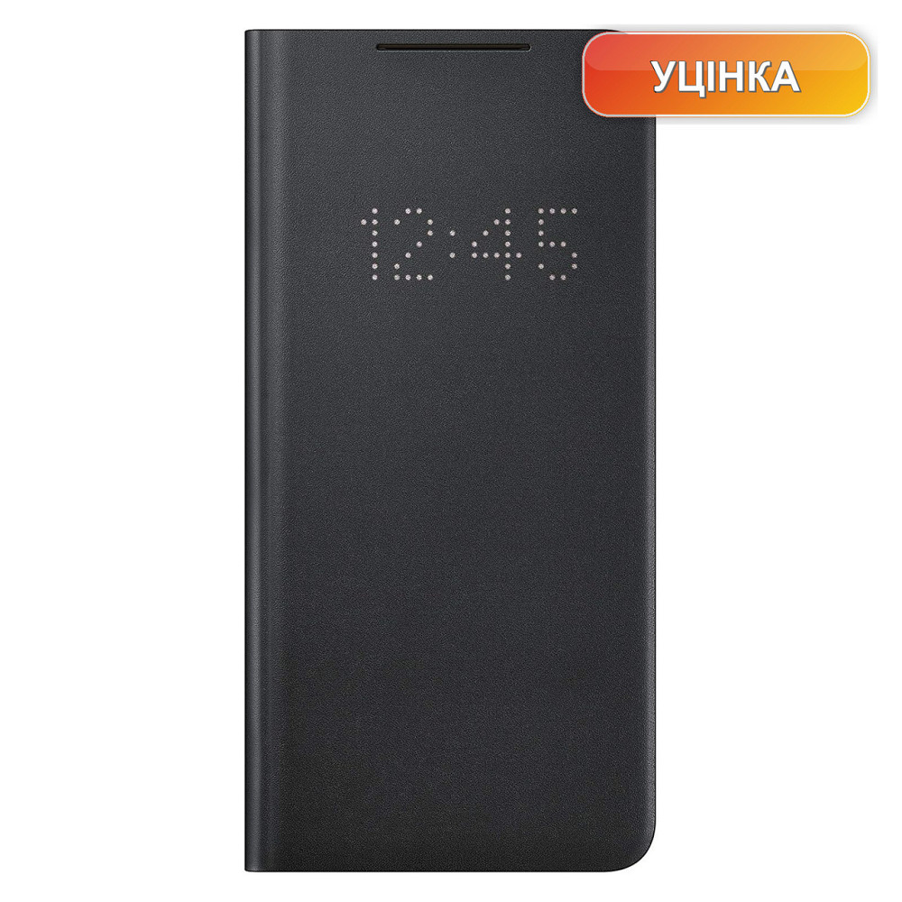Чохол накладка книжка для Samsung Galaxy S21 LED Wallet Cover зі світлодіодним індикатором слот для карт антимікробний чорний Київ - фото 1