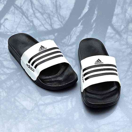 Мужские Белые Шлёпанцы Adidas Черные Сланцы Тапочки Адидас (размеры: 41,42,43,45) Днепр