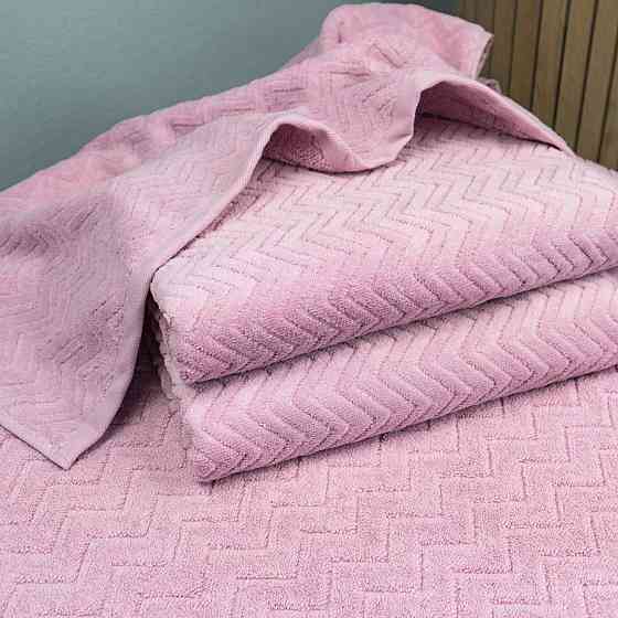 Набор махровых полотенец Жаккардовых с велюром 3шт GM Textile 50x90см, 50x90см, 70x140см 550г/м2 (Ро Сумы