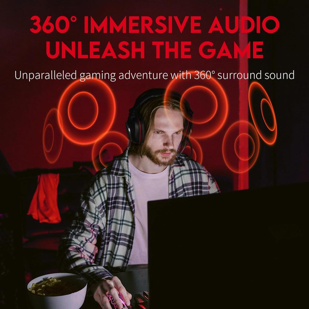 Бездротові ігрові навушники HUHD HW K5 для Xbox One/Series X/S: 2.4ГГц, HI-FI звук, мікрофон з шумозаглушенням Київ - фото 5
