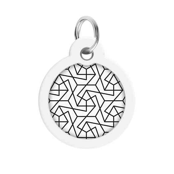 Адресник для собак і котів металевий WAUDOG Smart ID з QR-паспортом, малюнок "Геометрія", круг, Д 30 мм Вінниця