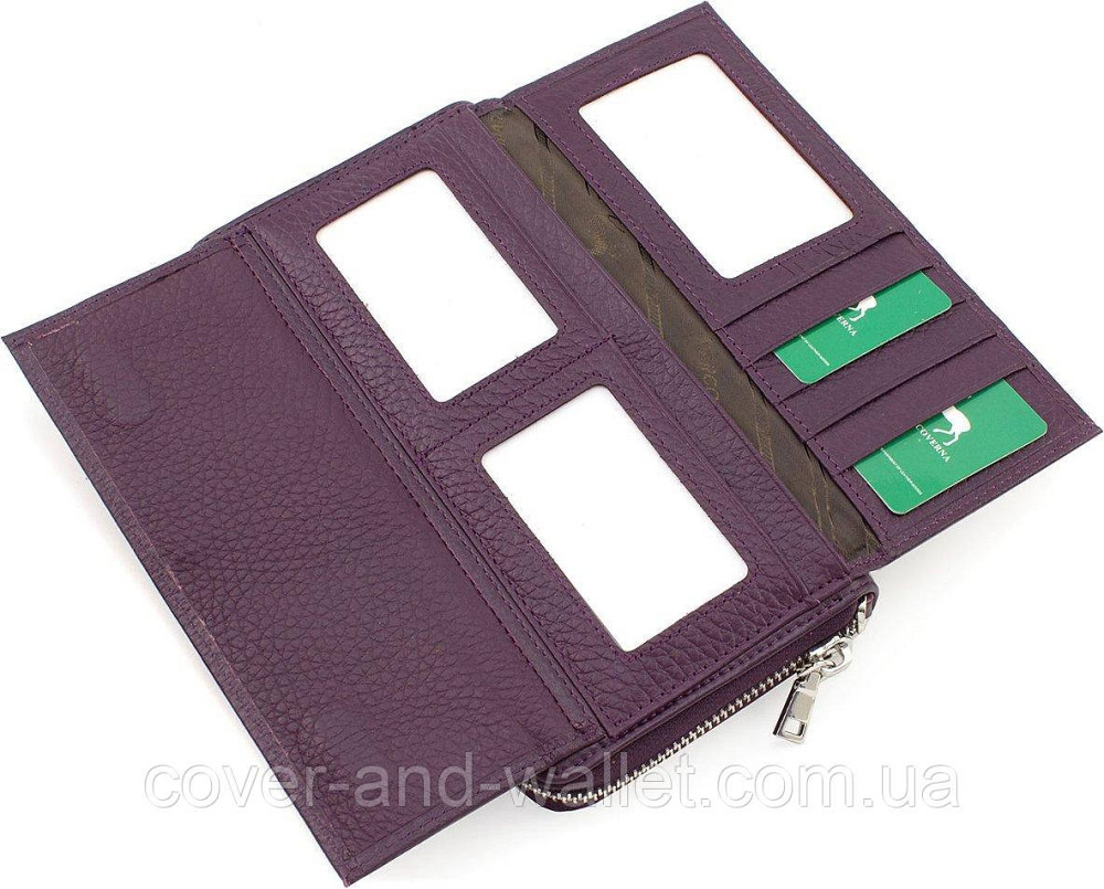 Жіночий фіолетовий гаманець-клатч із натуральної шкіри на змійці Marco Coverna MC 6054-11 Київ - фото 6