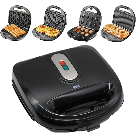 Сэндвичница со сменными насадками 4в1, 2200Вт, OP-908 / Бутербродница / Универсальный мультипекарь Киев