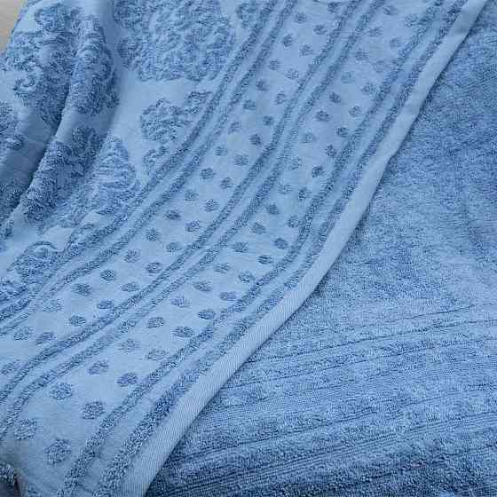 Простирадло-покривало жаккардове махрове 100% Бавовна GM TEXTILE 190x200см 400г/м2 (Блакитний) Суми