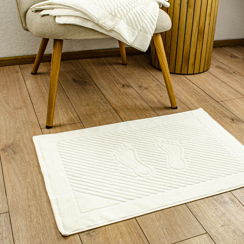 Махровий рушник жакардовий для ніг GM Textile 50х70см 600г/м2 (Ванільний) Суми - фото 2