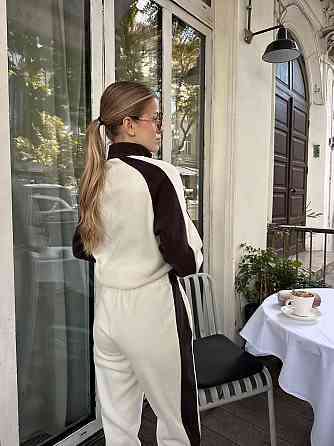 Женский стильный теплый костюм двойка из двустороннего флиса. Молочный, 46/48 Одесса