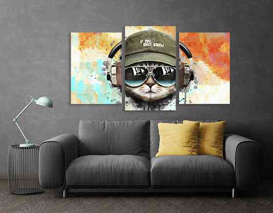 Модульная картина в гостиную / спальню Музичний кіт Art-627_3 100x150 см Киев