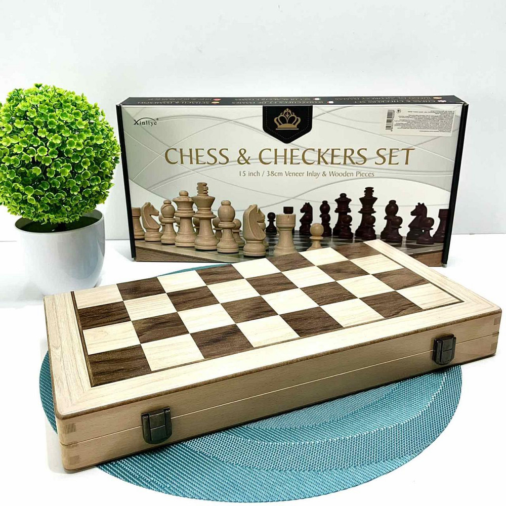 Шахи дерев'яний набір 2 в 1 шашки та шахи 37см (FG240502021L) Чернігів - фото 2