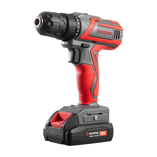 Дриль-шурупокрут акумуляторний 18 В, 30 Nm, 0-350/0-1300 об/хв., 0.8-10 мм, 1.5 Аг INTERTOOL DT-0315 Киев - изображение 2