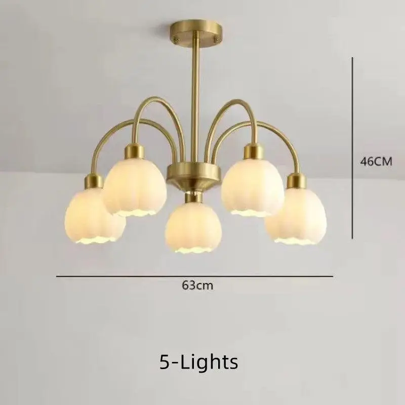 Светодиодная люстра Тюльпан 5000 (Золотая) на 5 плафонов Винница - изображение 3