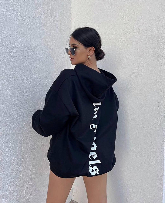 Женский худи на флисе оверсайз Черный 42/48 Харьков - изображение 3