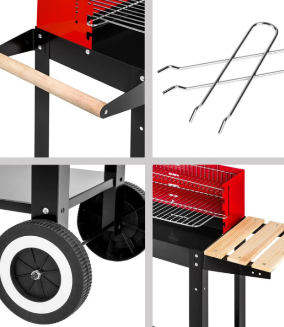Вугільний садовий мангал (гриль) на колесах з кришкою, решіткою, полицями та аксесуарами (Польща) Київ - фото 17