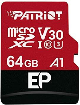 Карта пам'яті microSDXC (UHS-1 U3) Patriot EP Series 64Gb class 10 V30 (R-100MB/s, W-80MB/s) (adapter SD) Київ - фото 1