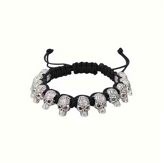Браслет з черепами на шнурку, готичний стиль, регульований аксесуар унісекс Київ