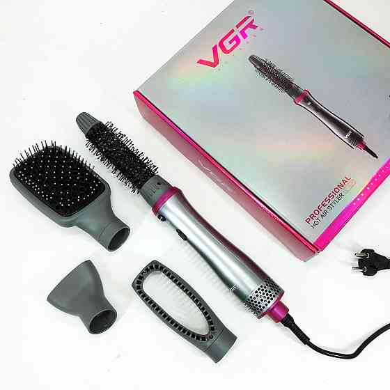 Фен-щітка для гладкого волосся, Малошумний фен для укладання волосся Фен гребінець з насадками KU-98 Івано-Франківськ