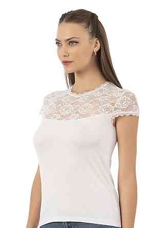 Футболка Ozkan з прозорим верхом, біл, чорн — Viscose 3XL Київ