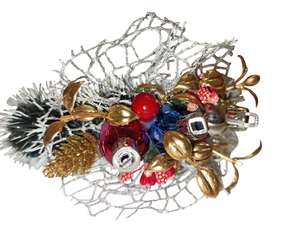 Обруч декор на голову з мішурою і новорічними іграшками one size різнокольоровий ручна робота Київ - фото 3