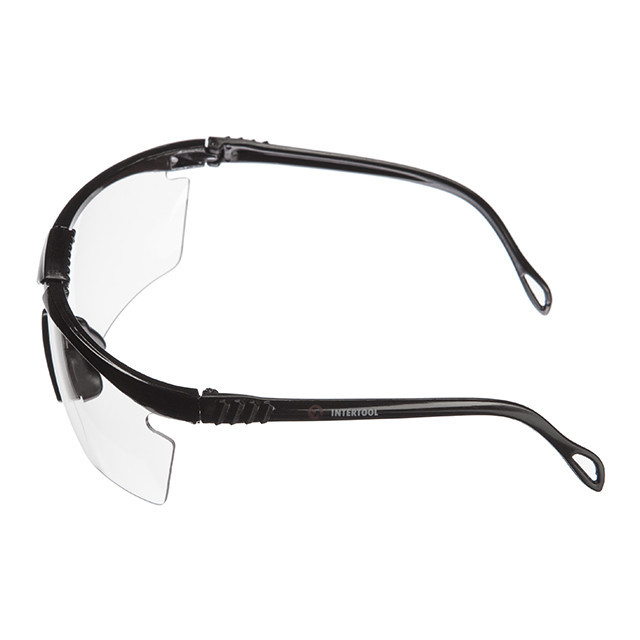 Окуляри захисні, прозорі, лінзи полікарбонат, заушники полікарбонат чорні, захист від удару, оптичний клас 3 INTERTOOL SP-0090 Київ - фото 4