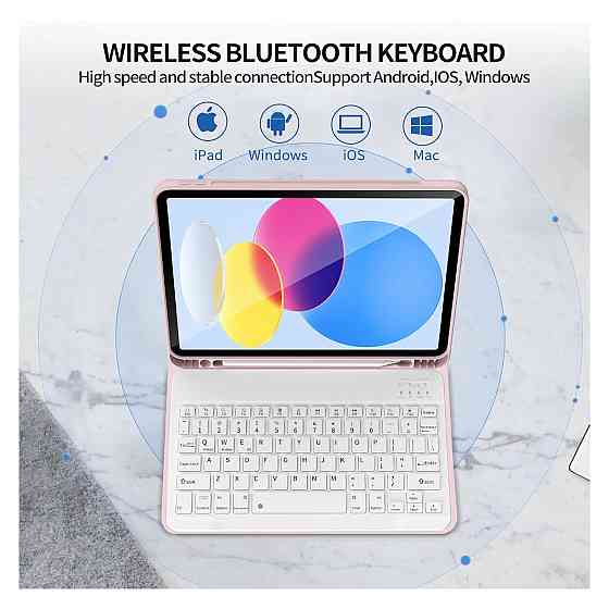 Клавіатурний чохол kenke для iPad 11 A16 11" iPad 10 10.9 Bluetooth знімний тримач Pencil підставка рожевий QWERTZ Київ