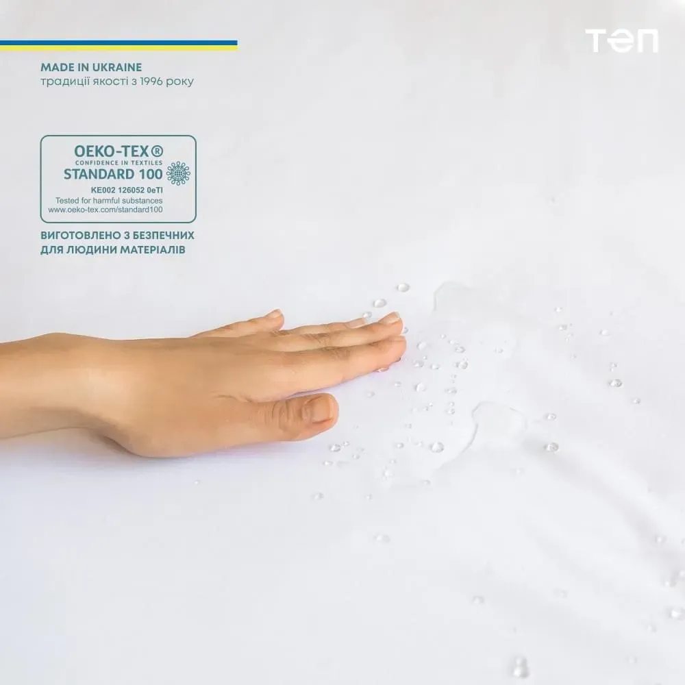 Водонепроникне простирадло на ліжко на гумці ТЕП WATERPROOF (Р.S.) двуспальне 180*200 см Біле Одеса - фото 1