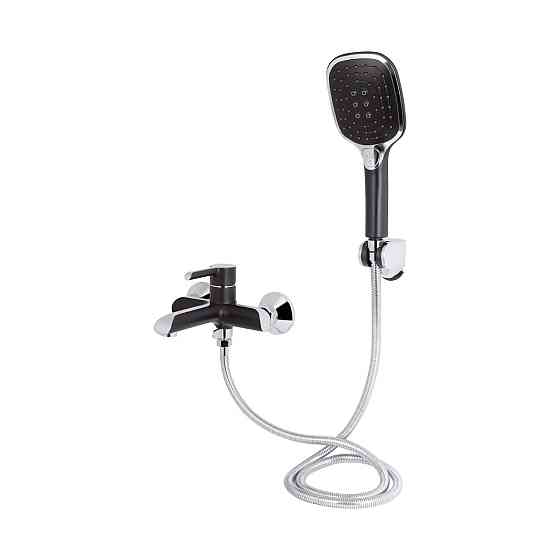 Смеситель для ванны Qtap Grand (c душевым гарнитуром) QTGRABCR006 Chrome/Black Киев