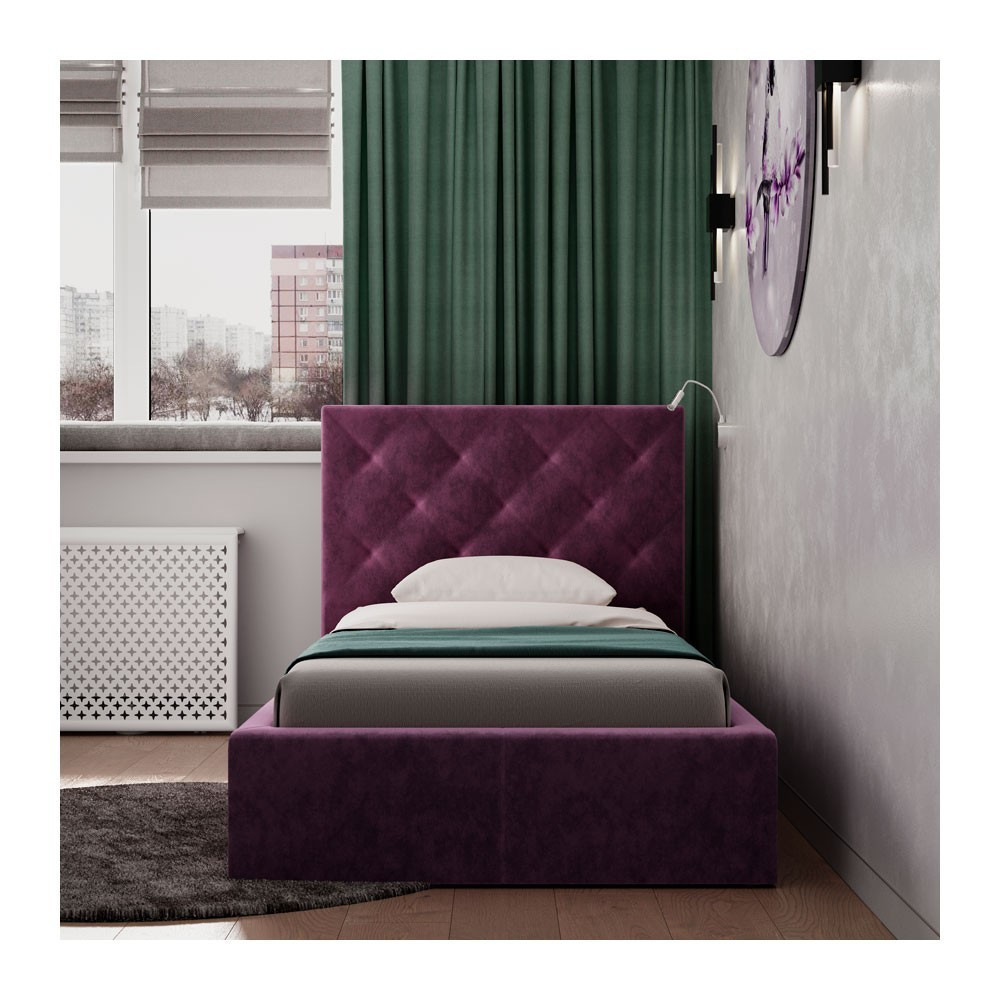 Ліжко BristolDesign Misty DK Violet VIP з додатковою металевою цільнозварною рамою 120x200 фіолетовий Київ - фото 3