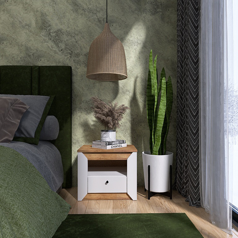 Тумба приліжкова Еверест Нордік-500 Білий + Дуб крафт золотий (DTM-5543) Дніпро - фото 3