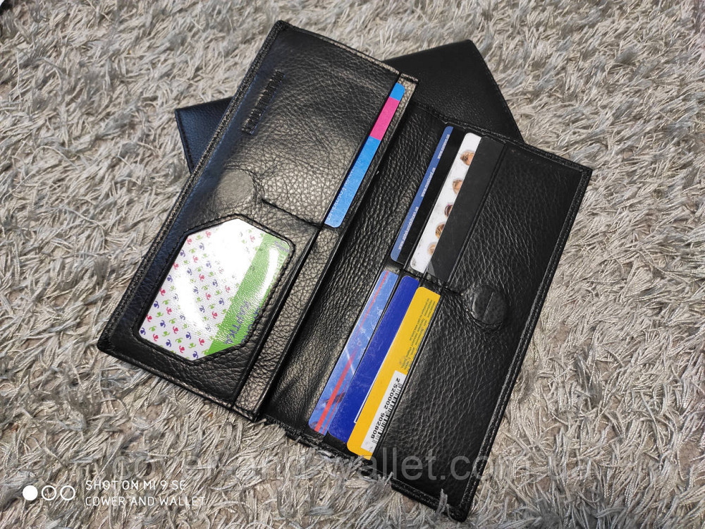 Стильный мужской кожаный купюрник на магнитах черного цвета Marco Coverna MSM 6 Киев - изображение 6