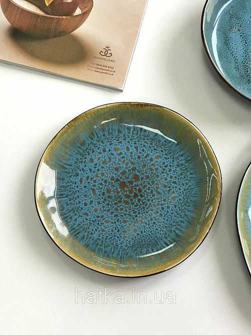 Тарілка Olens "Голандія" 20 см кругла кераміка блакитна овальна для дому та ресторанів Київ - фото 1