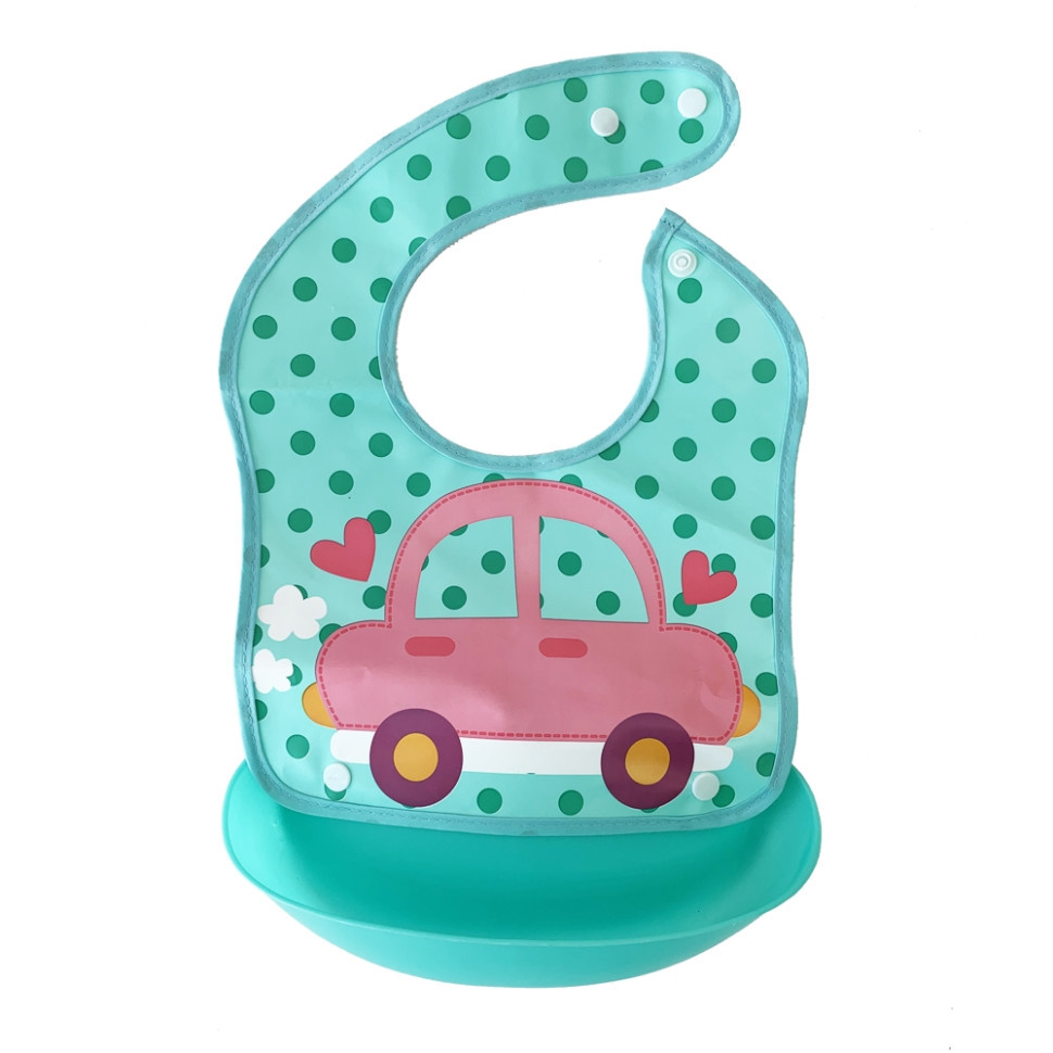 Дитячий слинявчик Машинка MGZ-0602(Turquoise) зі знімною кишенею Вінниця - фото 1