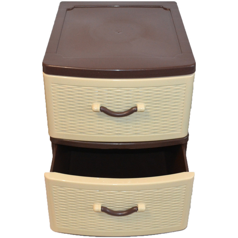 Комод пластиковий Efe Plastics 2 ящики 48х46х38 ротанг бежевий. Ефе пластик Одеса - фото 4